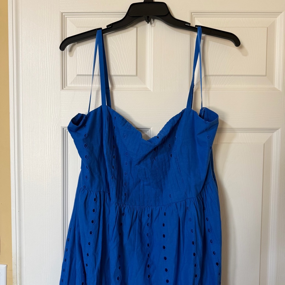 Layered with Love Cobalt Poppy Cotton Eyelet Embroidered Sleeveless Dress 2X - Picture 5 of 8